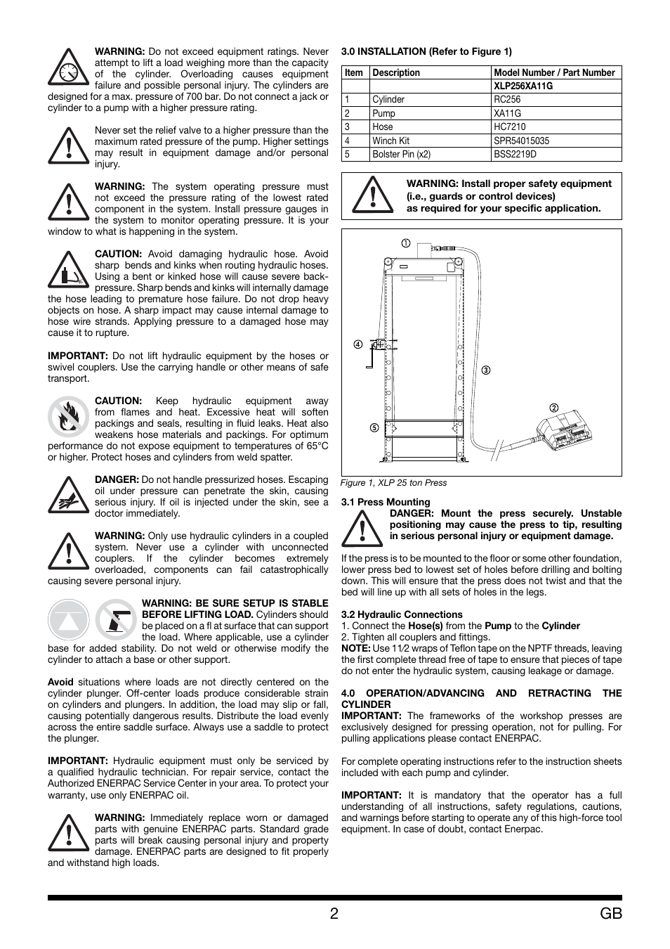 Enerpac XLP 25 ton User Manual | Page 2 / 48