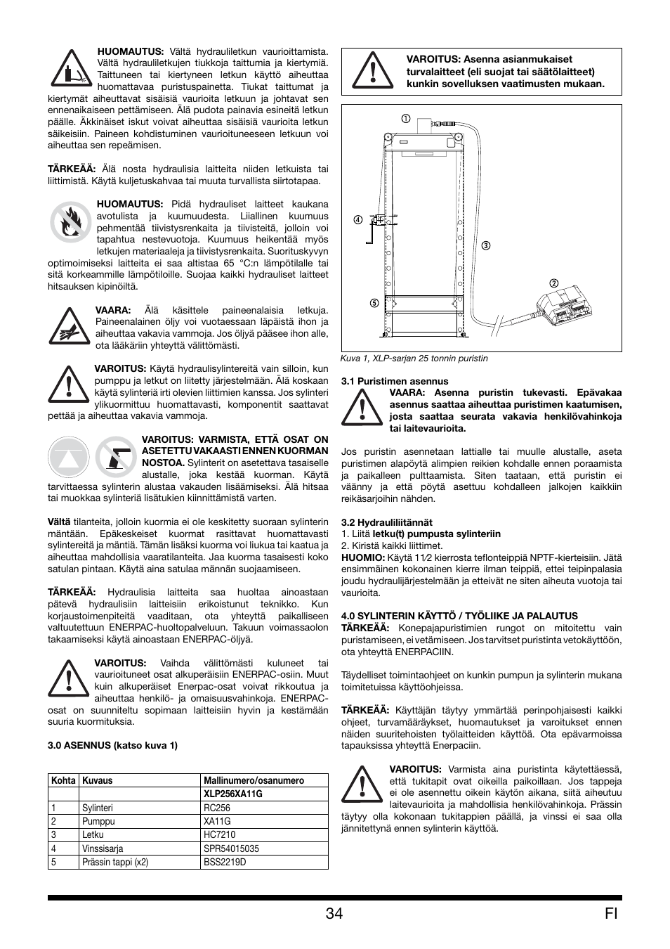 Enerpac XLP 25 ton User Manual | Page 34 / 48