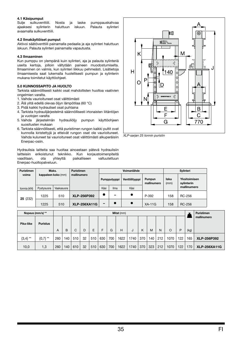 Enerpac XLP 25 ton User Manual | Page 35 / 48