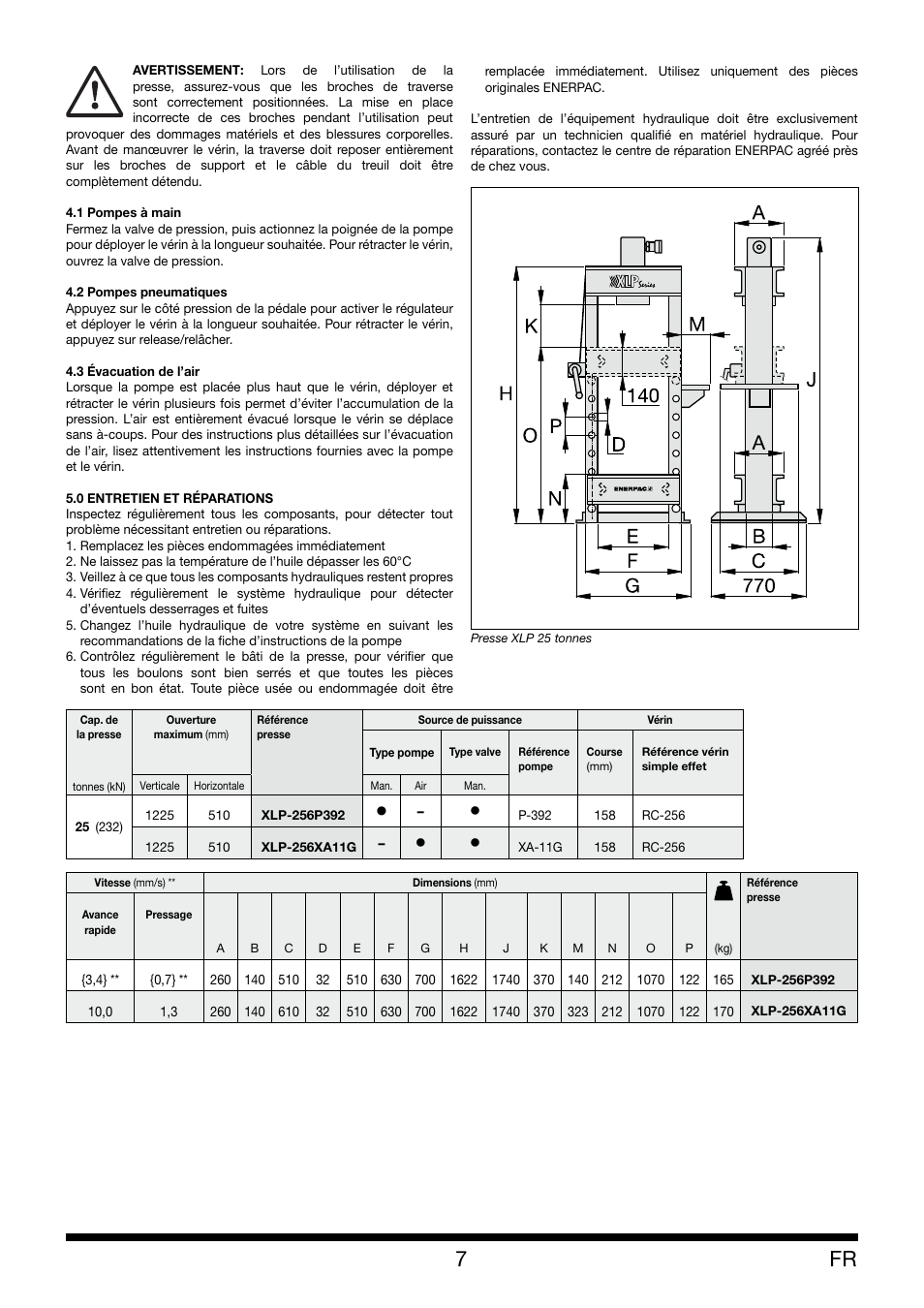 Enerpac XLP 25 ton User Manual | Page 7 / 48