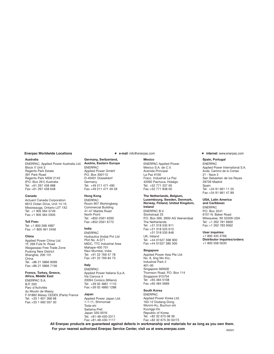 Enerpac VLP 10 ton User Manual | Page 28 / 28