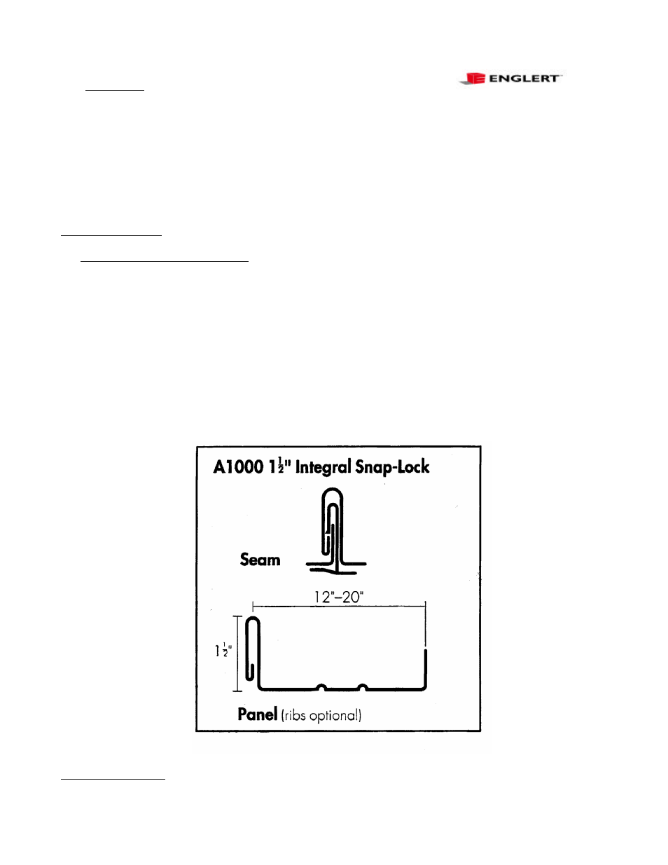 Series 1000, 1/2” high architectural snap-lock standing seam | Englert A1000 Specifier Sheets User Manual | Page 3 / 7