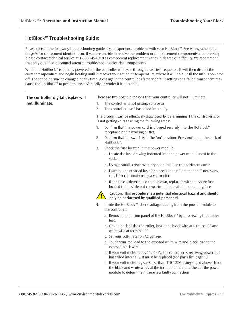 Hotblock™ troubleshooting guide | Environmental Express HotBlock CURRENT User Manual | Page 13 / 38