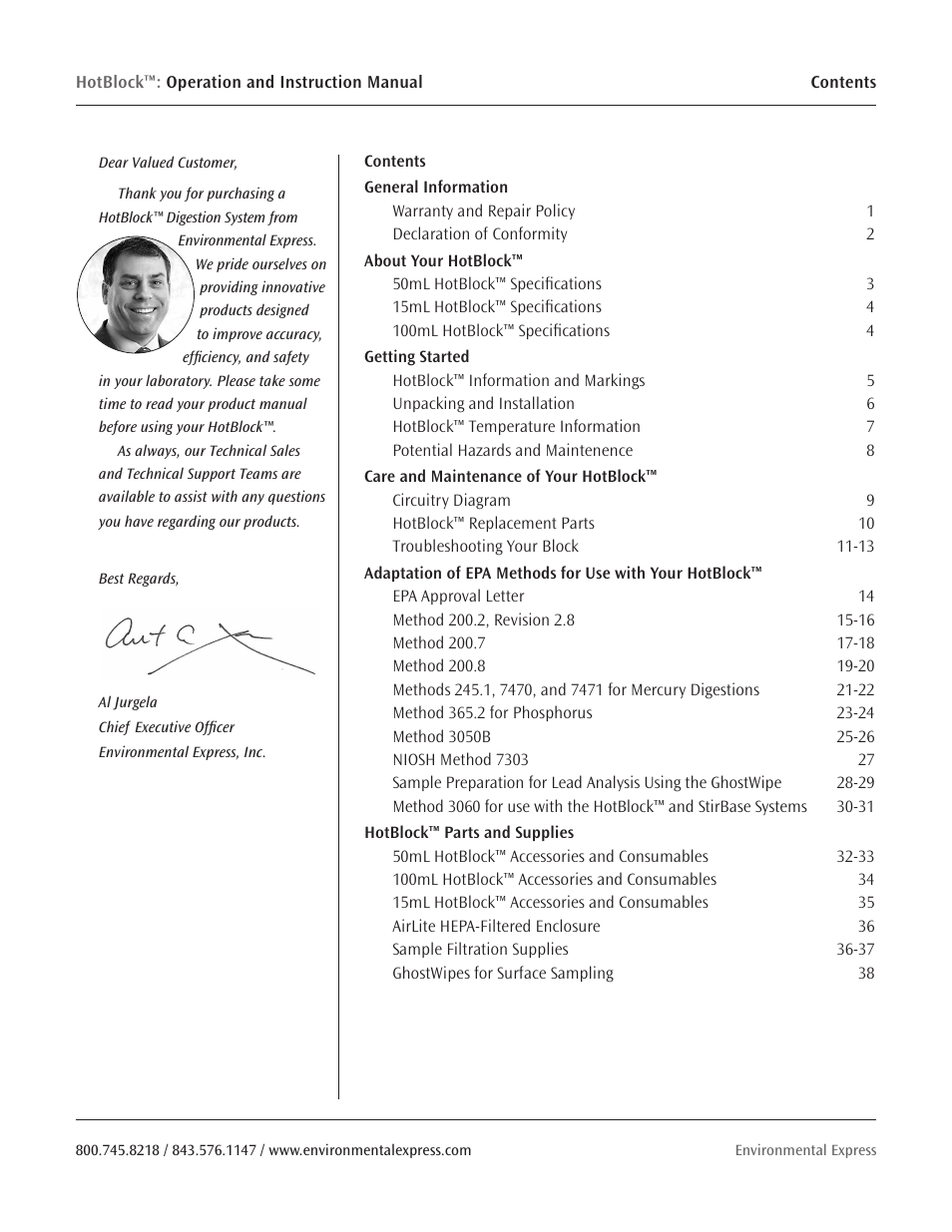 Environmental Express HotBlock CURRENT User Manual | Page 2 / 38