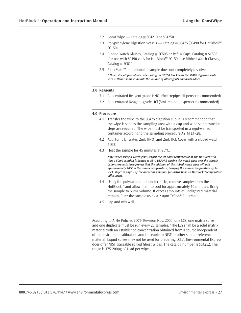 Environmental Express HotBlock CURRENT User Manual | Page 29 / 38