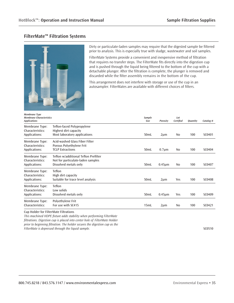 Filtermate™ filtration systems | Environmental Express HotBlock CURRENT User Manual | Page 37 / 38
