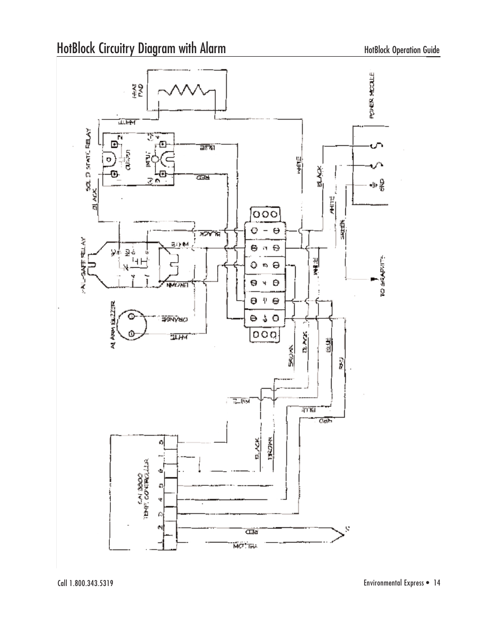 Hotblock circuitry diagram with alarm | Environmental Express HotBlock CAL 3300 User Manual | Page 15 / 20