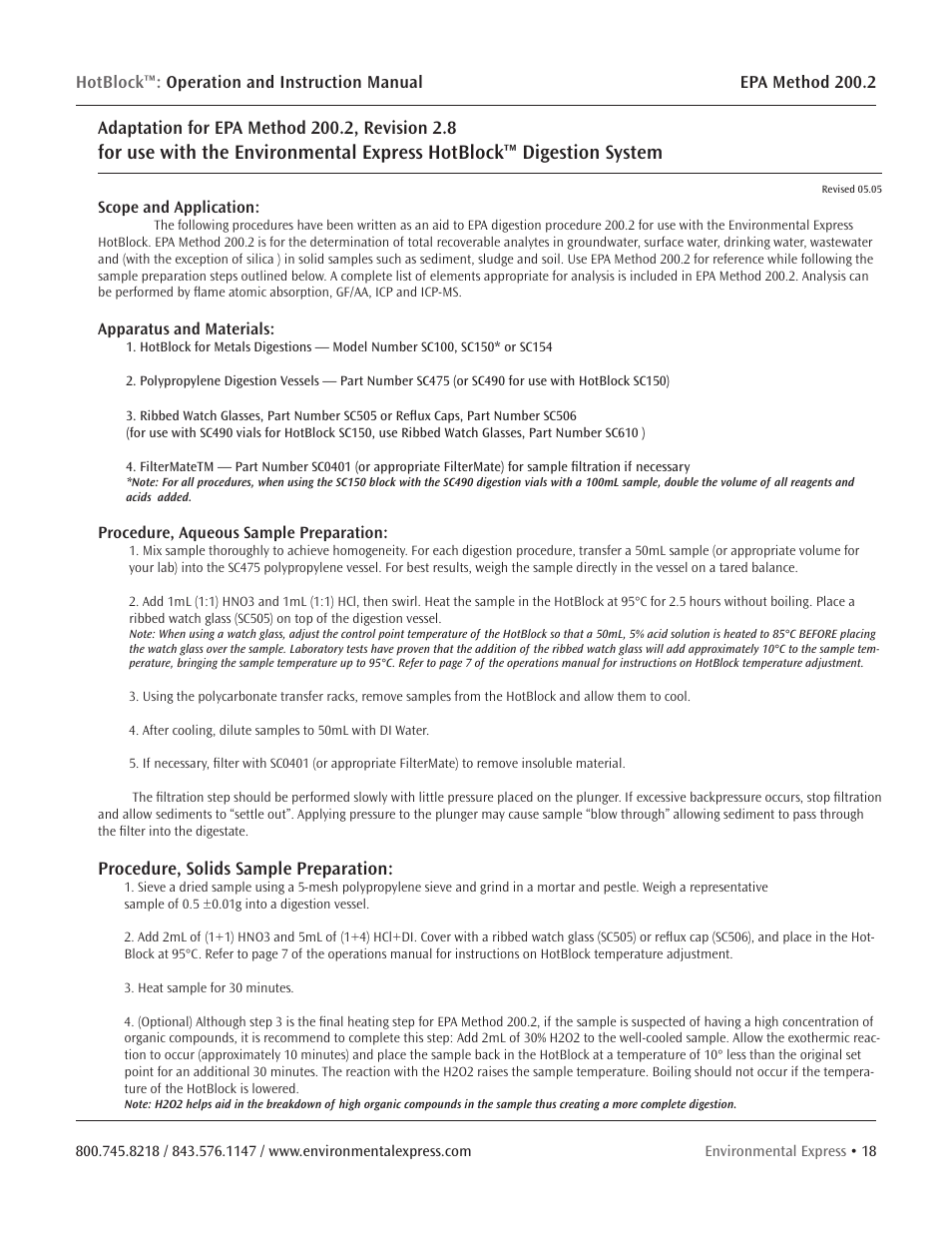 Environmental Express HotBlock Pro User Manual | Page 20 / 28