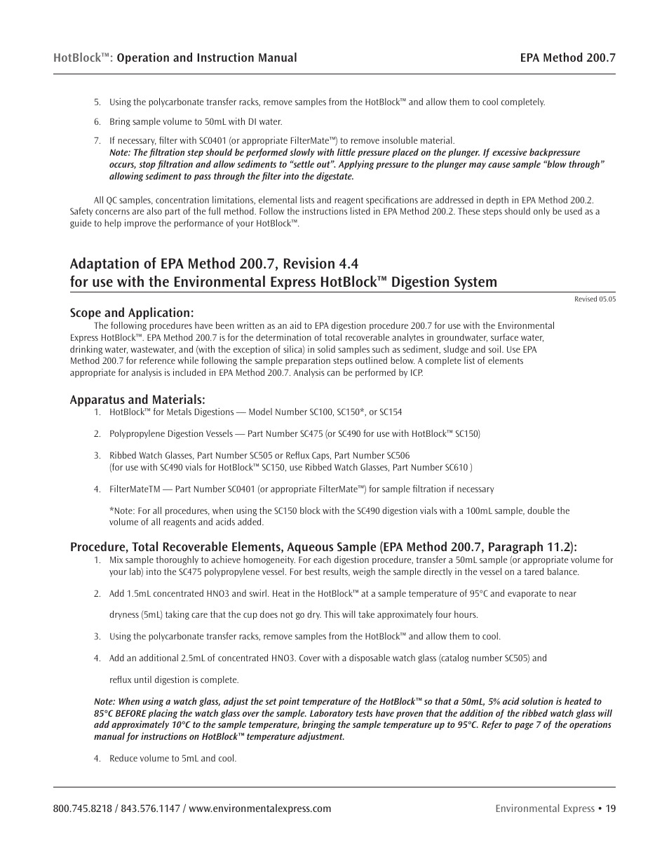 Scope and application, Apparatus and materials | Environmental Express HotBlock Pro User Manual | Page 21 / 28