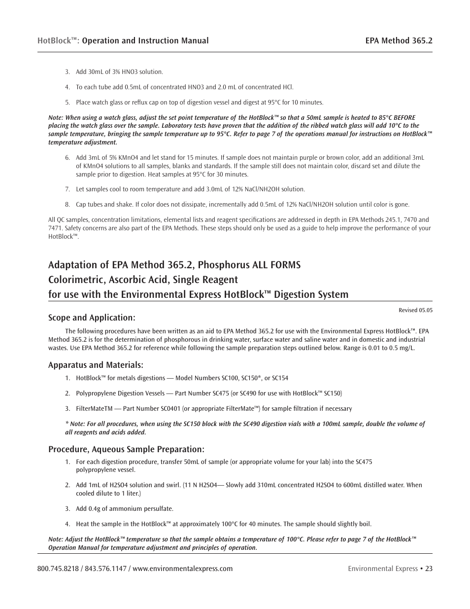 Environmental Express HotBlock Pro User Manual | Page 25 / 28