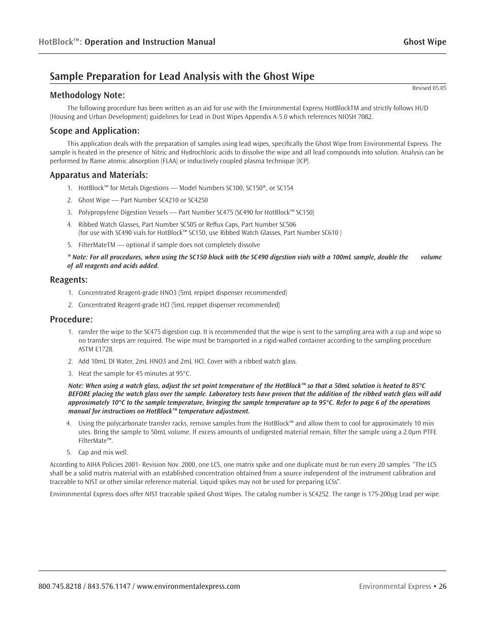 Environmental Express HotBlock Pro User Manual | Page 28 / 28