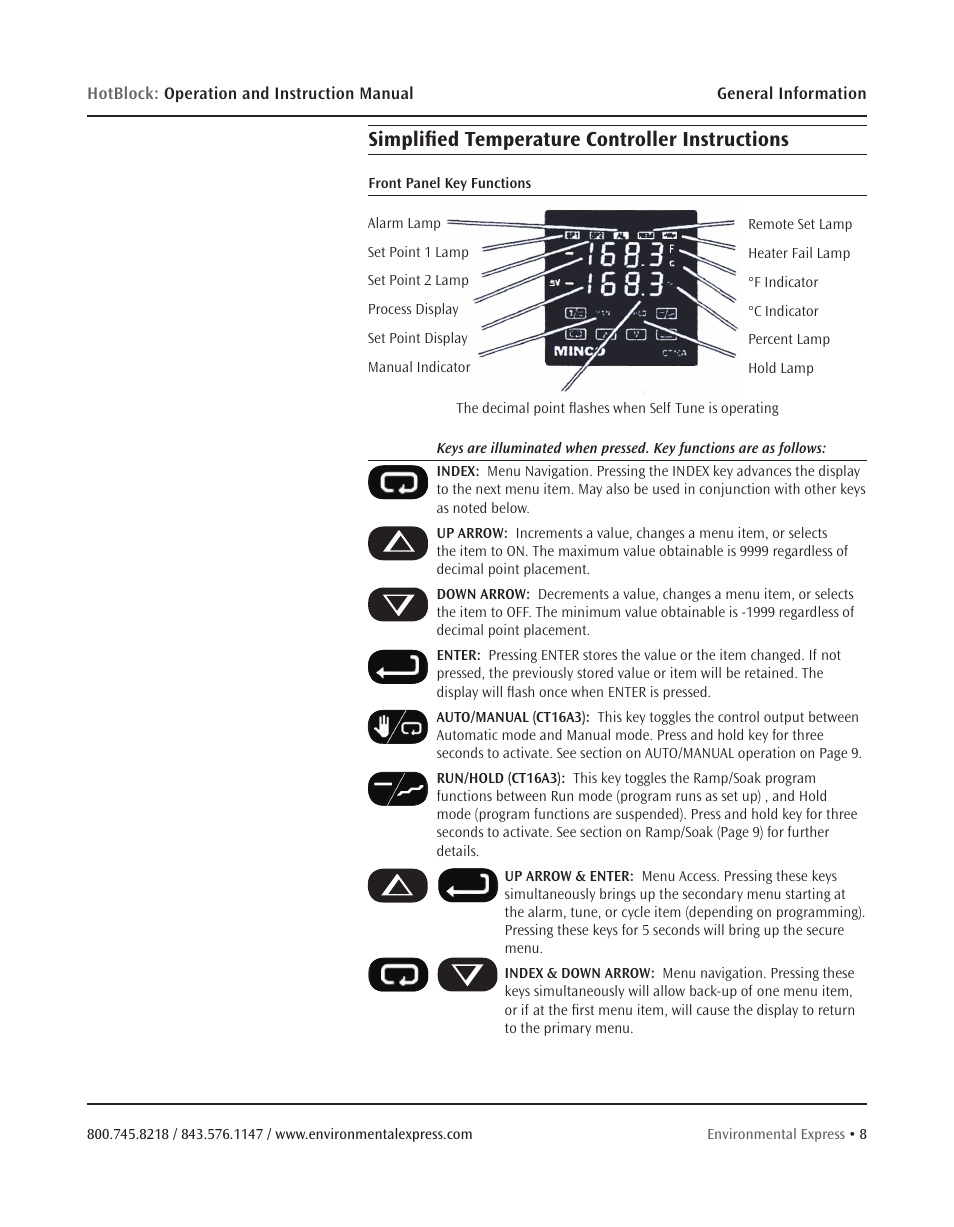 Simplified temperature controller instructions | Environmental Express MicroBloc User Manual | Page 10 / 20