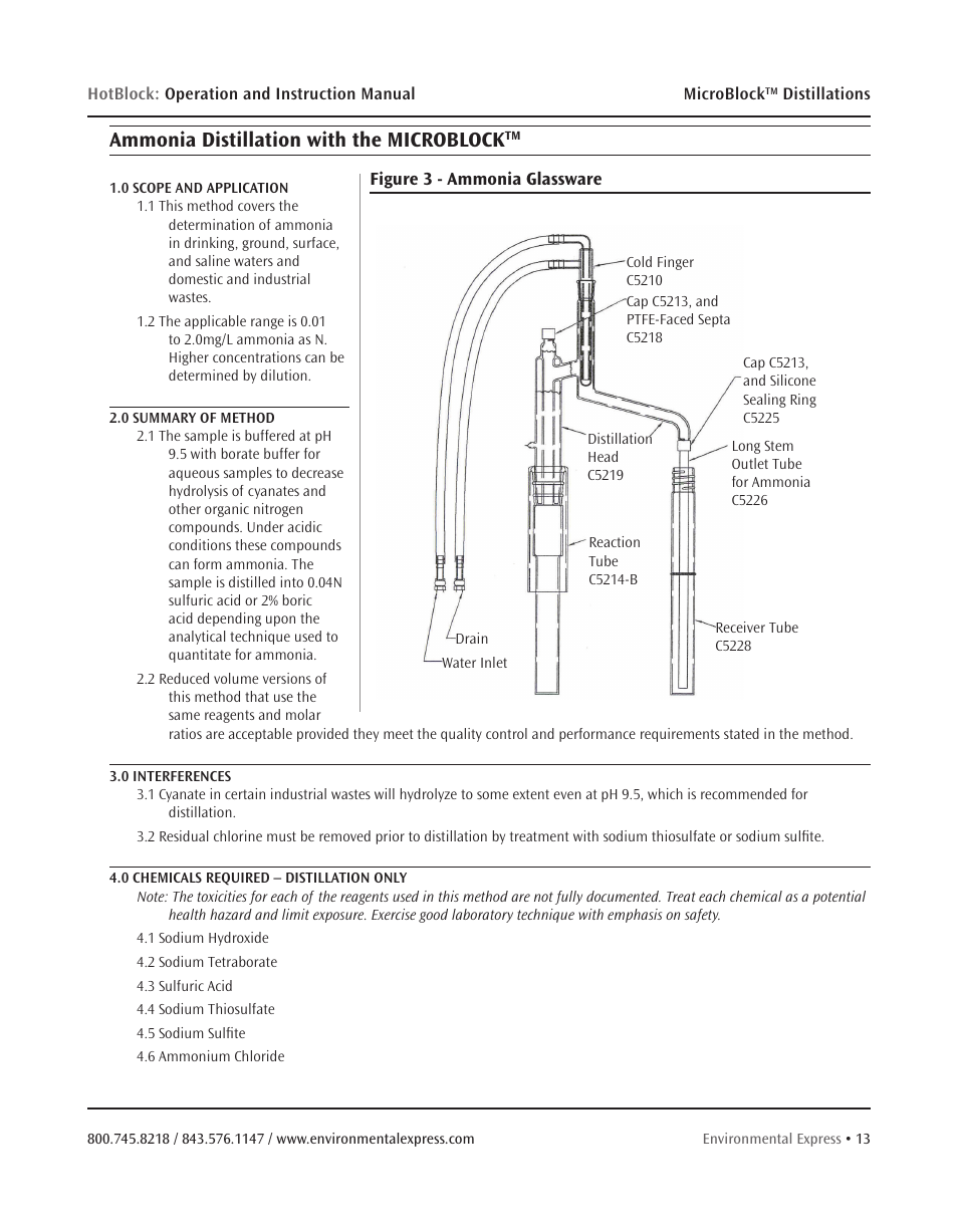 Ammonia distillation with the microblock | Environmental Express MicroBloc User Manual | Page 15 / 20