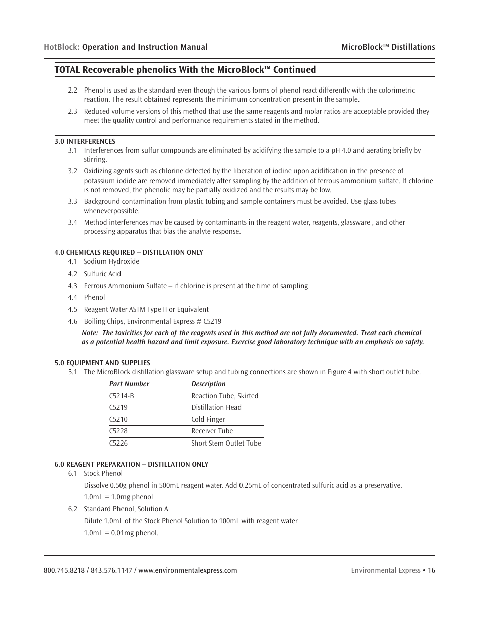 Environmental Express MicroBloc User Manual | Page 18 / 20