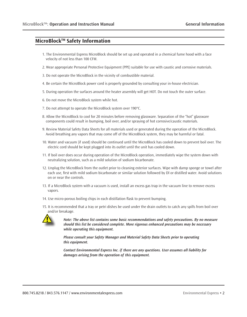 Environmental Express MicroBloc User Manual | Page 4 / 20