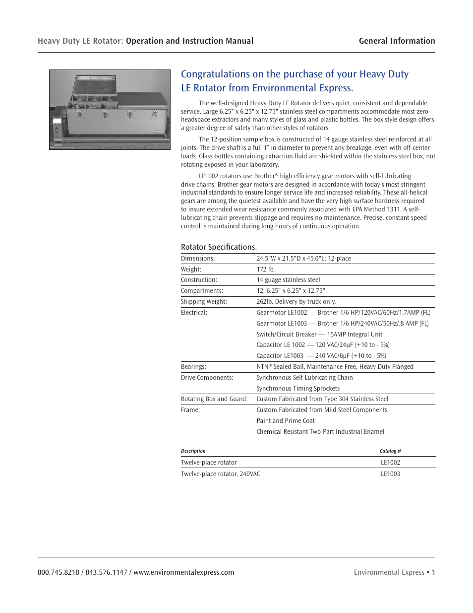 Environmental Express Rotator User Manual | Page 3 / 11