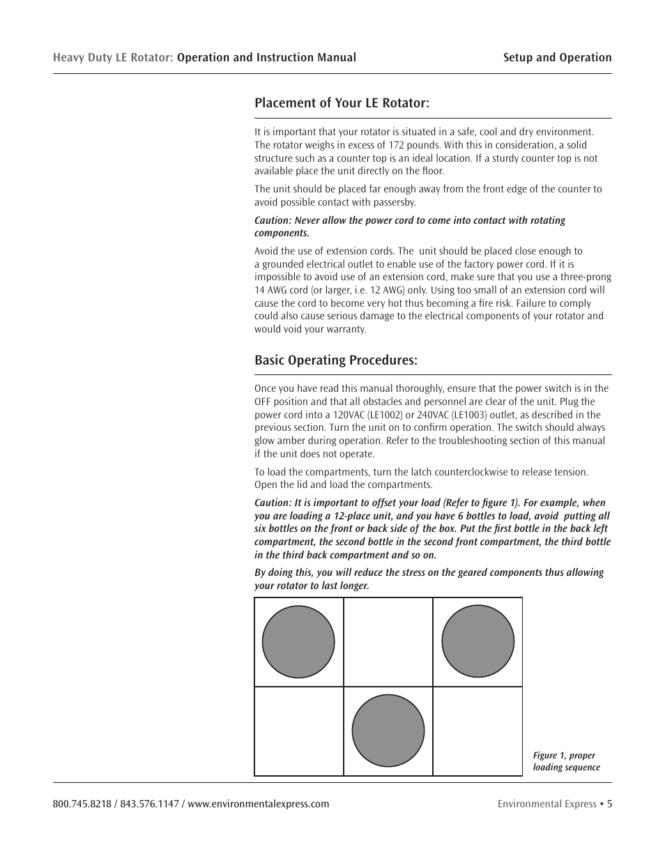 Placement of your le rotator, Basic operating procedures | Environmental Express Rotator User Manual | Page 7 / 11