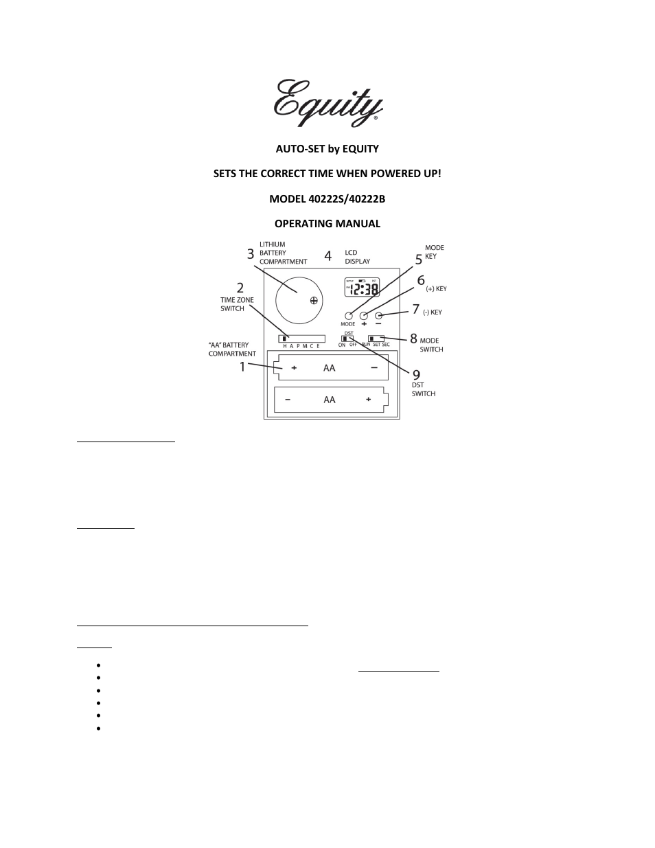 Equity by La Crosse 40222B Insta-Set Analog Clock User Manual | 3 pages