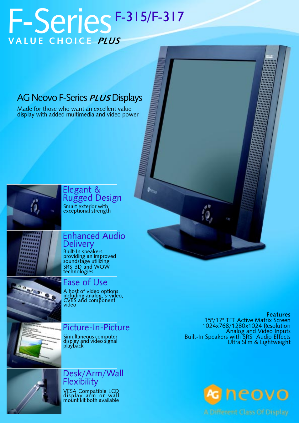 AG Neovo SeriesPLUS Display F-317 User Manual | 2 pages