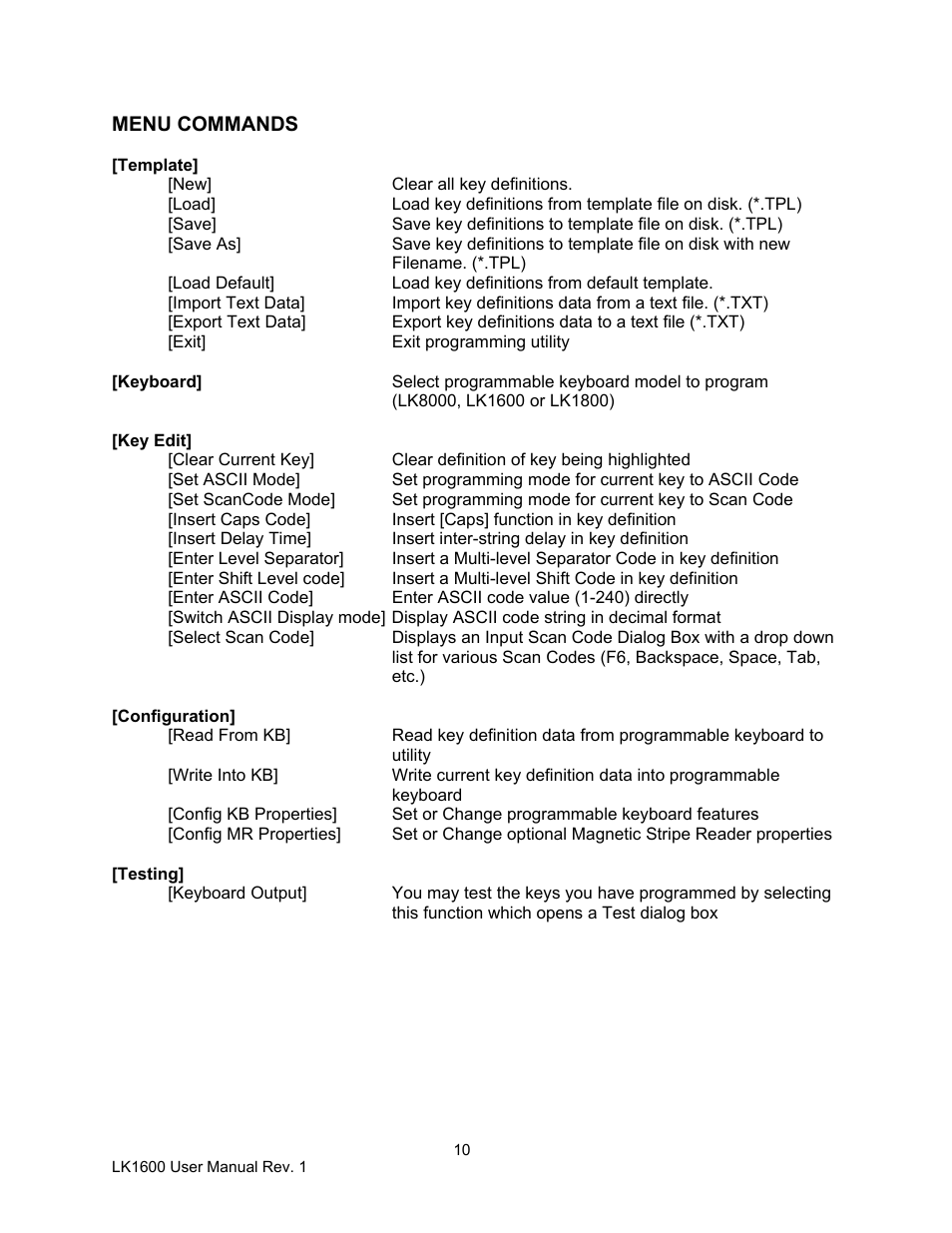 Logic Controls LK1600 User Manual | Page 10 / 26