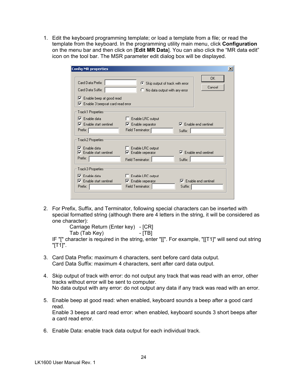 Logic Controls LK1600 User Manual | Page 24 / 26