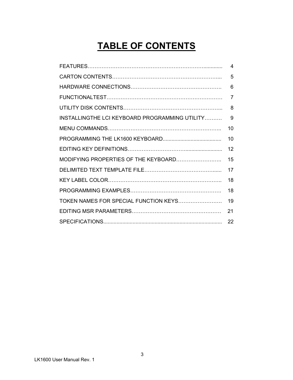 Logic Controls LK1600 User Manual | Page 3 / 26