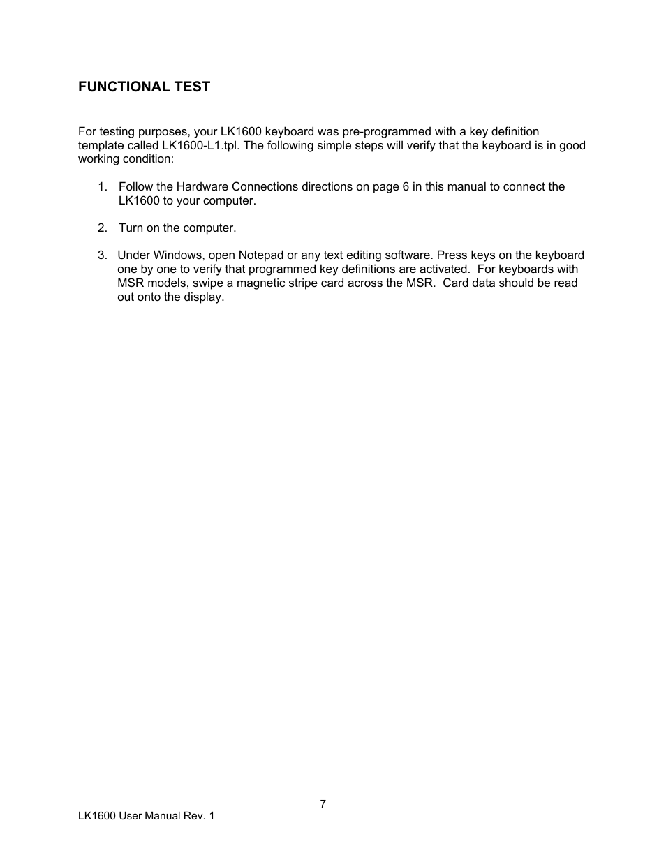 Logic Controls LK1600 User Manual | Page 7 / 26