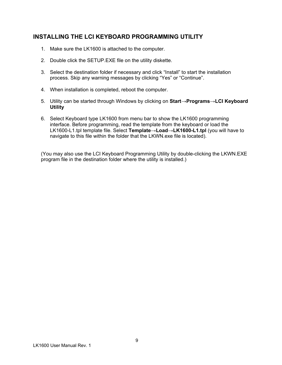 Logic Controls LK1600 User Manual | Page 9 / 26