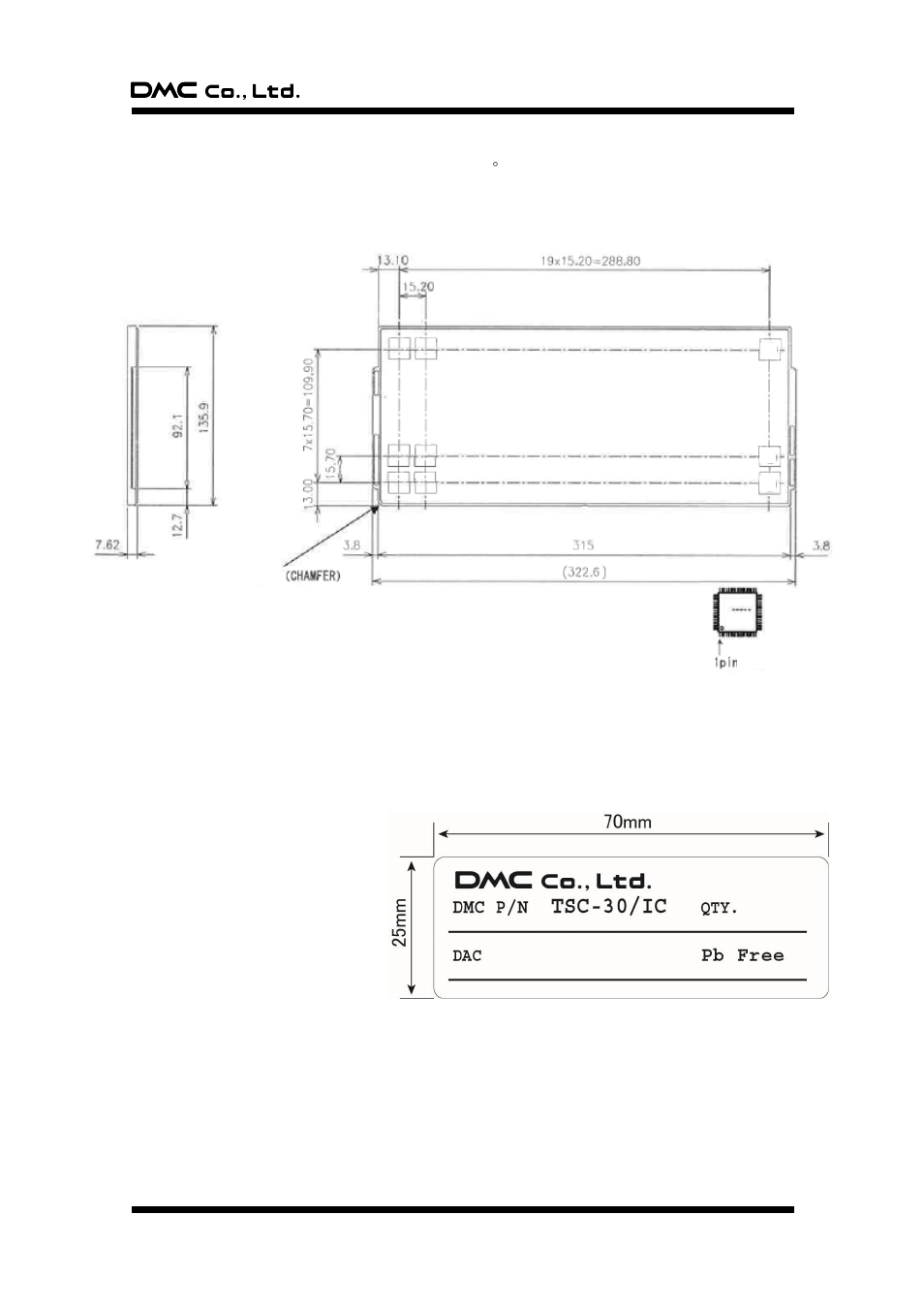 5. tray specification, 6. product name label specification | DMC TSC-30/IC User Manual | Page 19 / 39