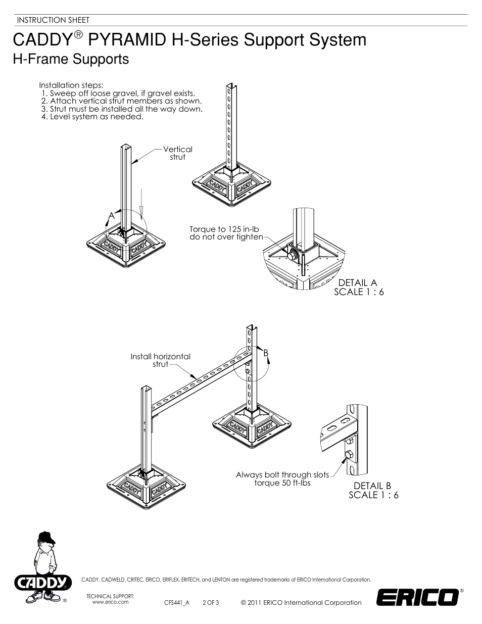 Sheet2, Drawing view2, Drawing view3 | Detail view a (1 : 6), Detail view b (1 : 6) | ERICO H-Series CADDY PYRAMID Support System User Manual | Page 2 / 3