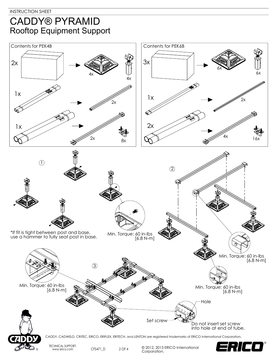 Sheet2, Drawing view31, Drawing view32 | Drawing view33, Drawing view38, Drawing view39, Drawing view40, Drawing view41, Drawing view42, Drawing view43 | ERICO CADDY PYRAMID Rooftop Equipment Support User Manual | Page 2 / 4