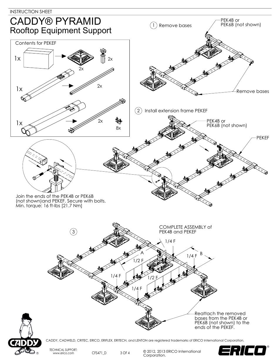 Sheet3, Drawing view64, Drawing view71 | Drawing view90, Detail view a (1 : 8), Drawing view94, Drawing view95, Drawing view96, Drawing view97, Drawing view98 | ERICO CADDY PYRAMID Rooftop Equipment Support User Manual | Page 3 / 4