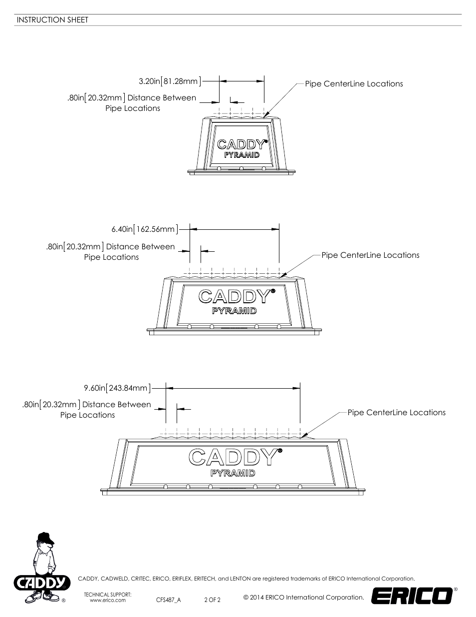 Sheet2, Drawing view6, Drawing view8 | Drawing view10 | ERICO CADDY PYRAMID TF Series, Fixed Height Tool-Free Supports User Manual | Page 2 / 2
