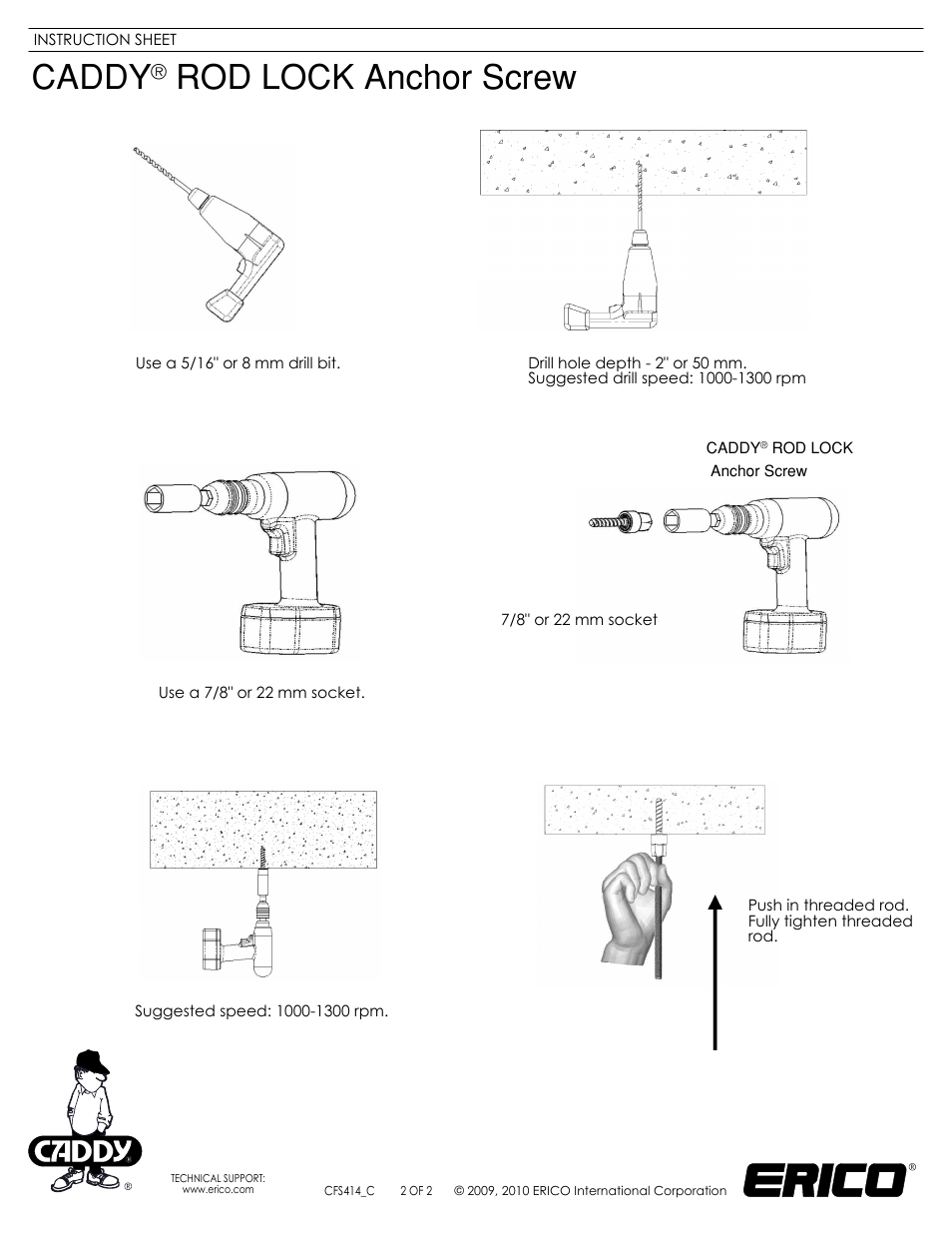 Sheet2 | ERICO CADDY ROD LOCK Anchor Screw User Manual | Page 2 / 2