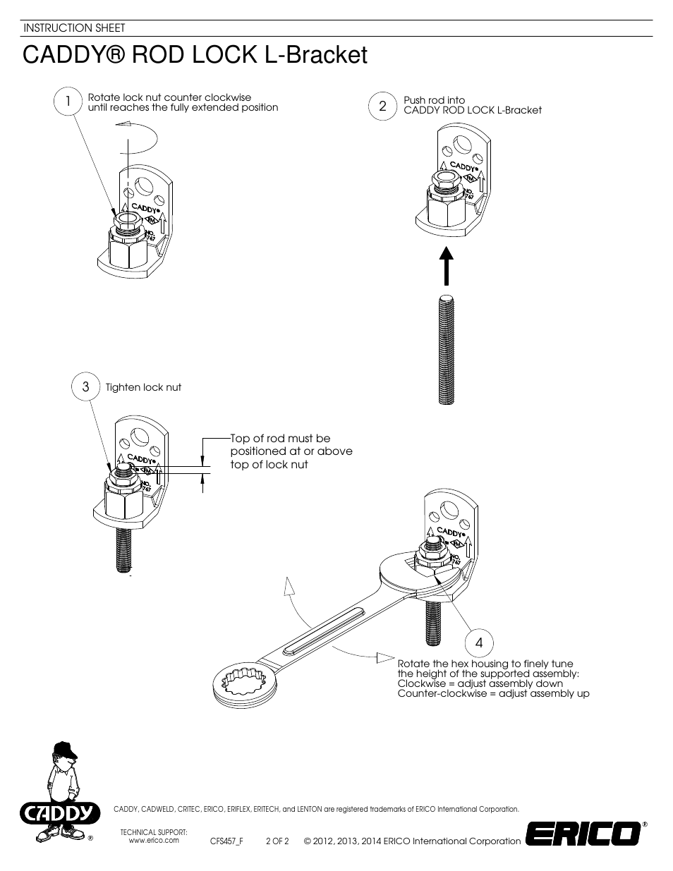 Caddy® rod lock l-bracket | ERICO CADDY ROD LOCK L-Bracket User Manual | Page 2 / 2