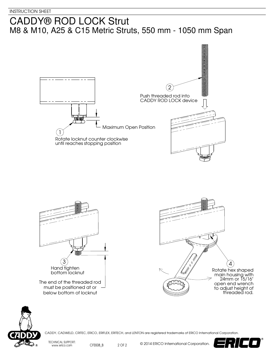 Caddy® rod lock strut | ERICO CADDY ROD LOCK Strut User Manual | Page 2 / 2