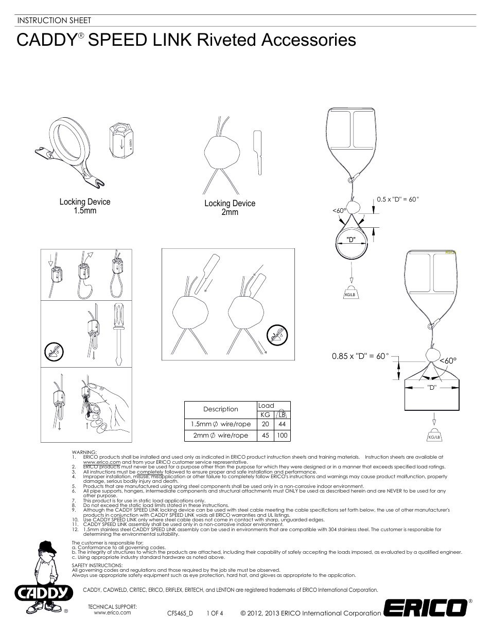 ERICO CADDY SPEED LINK Riveted Accessories User Manual | 4 pages