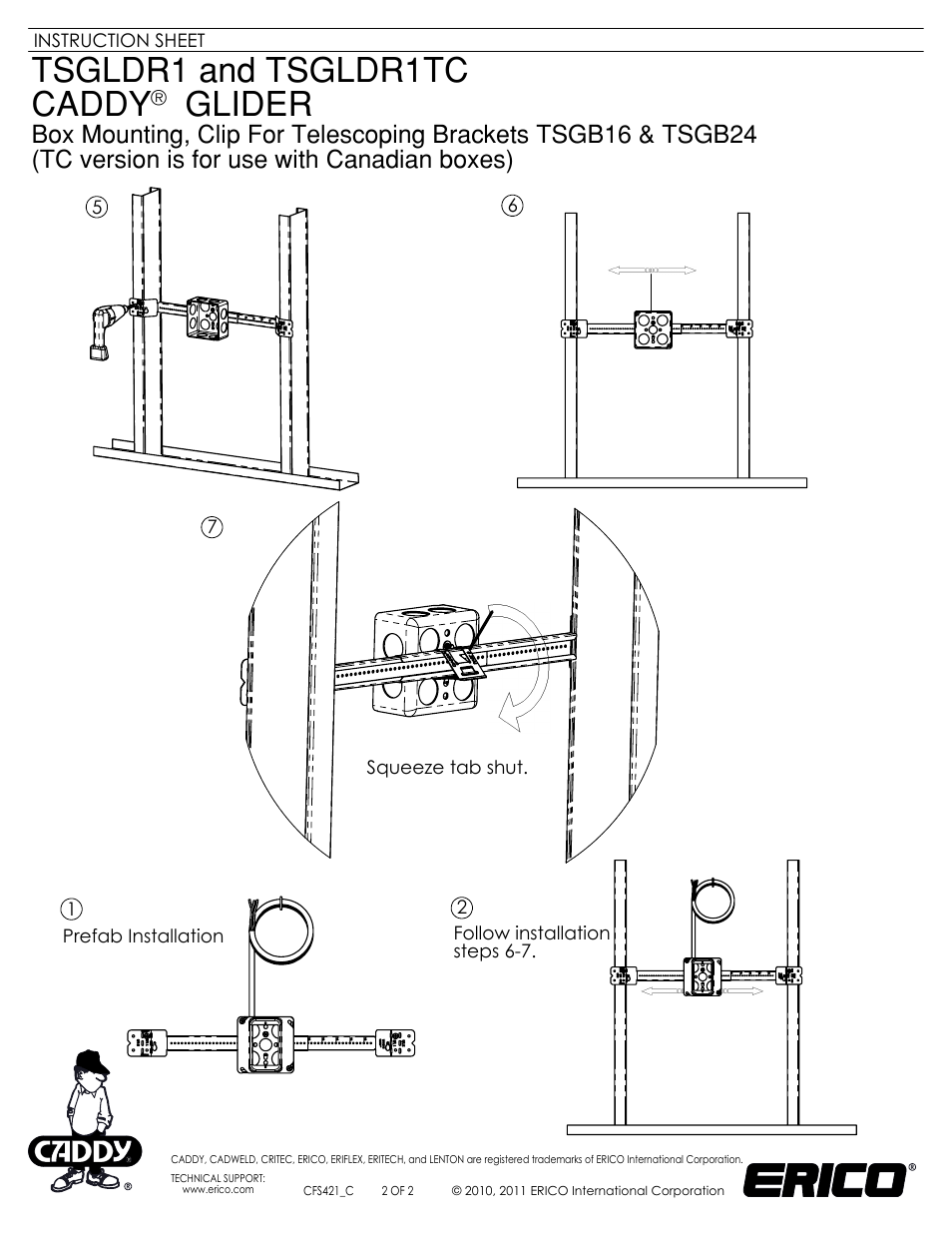Sheet2, Drawing view6, Drawing view8 | Detail view a (1 : 4.5), Drawing view11, Drawing view12 | ERICO GLIDER Electrical Box Attachment User Manual | Page 2 / 2