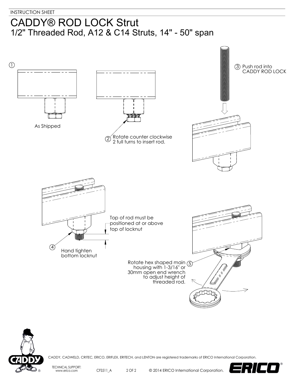 Sheet2, Drawing view30, Drawing view31 | Drawing view32, Drawing view33, Drawing view34, Caddy® rod lock strut | ERICO ROD LOCK Strut User Manual | Page 2 / 2