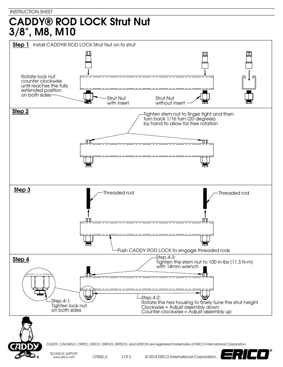 ERICO CADDY ROD LOCK Strut Nut User Manual | Page 2 / 2