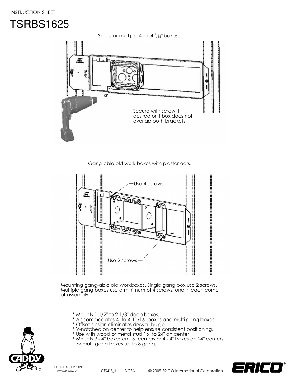 Sheet3 | ERICO TSRBS1625 Telescoping Box User Manual | Page 3 / 3