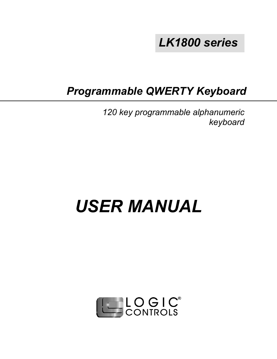 Logic Controls LK1800 User Manual | 26 pages