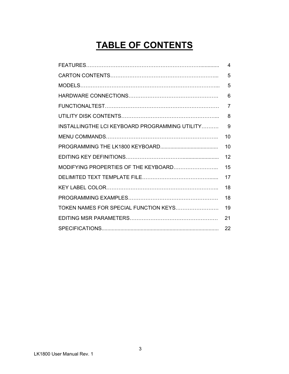 Logic Controls LK1800 User Manual | Page 3 / 26