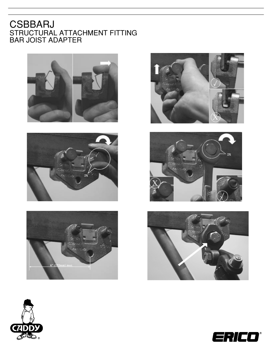 Csbbarj, Structural attachment fitting bar joist adapter | ERICO CSBBARJ - Structural Attachment Fitting, Bar Joist Adapter User Manual | Page 2 / 2