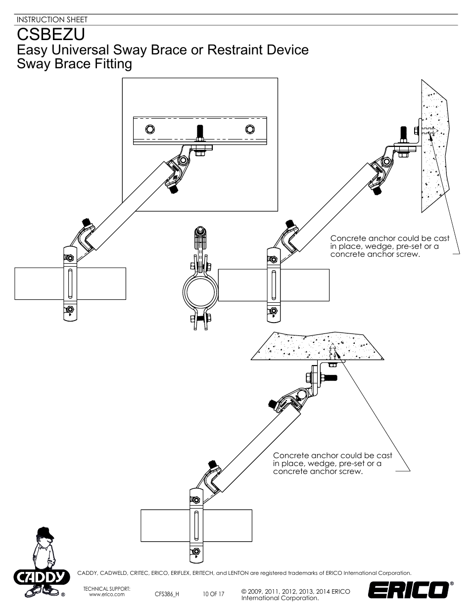 Sheet10, Drawing view44, Drawing view49 | Drawing view52, Csbezu | ERICO CSBEZU - Sway Brace Fitting, Easy Universal Sway Brace User Manual | Page 10 / 17