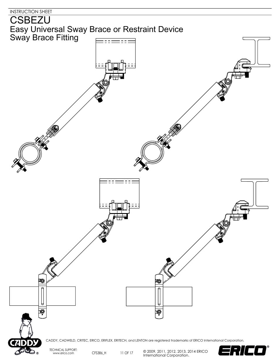 Sheet11, Drawing view54, Drawing view56 | Drawing view58, Drawing view60, Csbezu | ERICO CSBEZU - Sway Brace Fitting, Easy Universal Sway Brace User Manual | Page 11 / 17