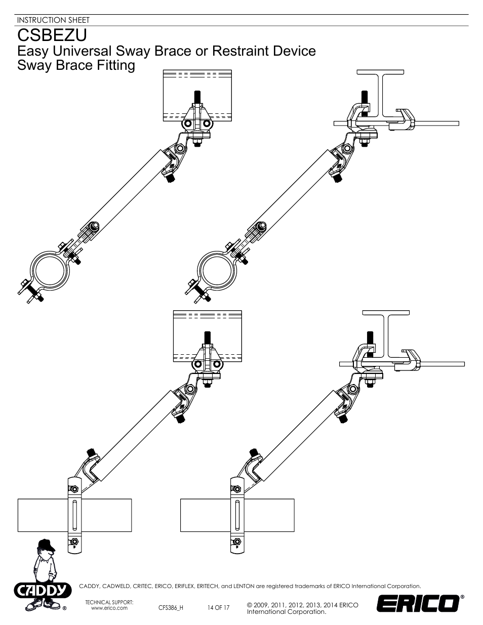 Sheet14, Drawing view76, Drawing view78 | Drawing view80, Drawing view82, Csbezu | ERICO CSBEZU - Sway Brace Fitting, Easy Universal Sway Brace User Manual | Page 14 / 17