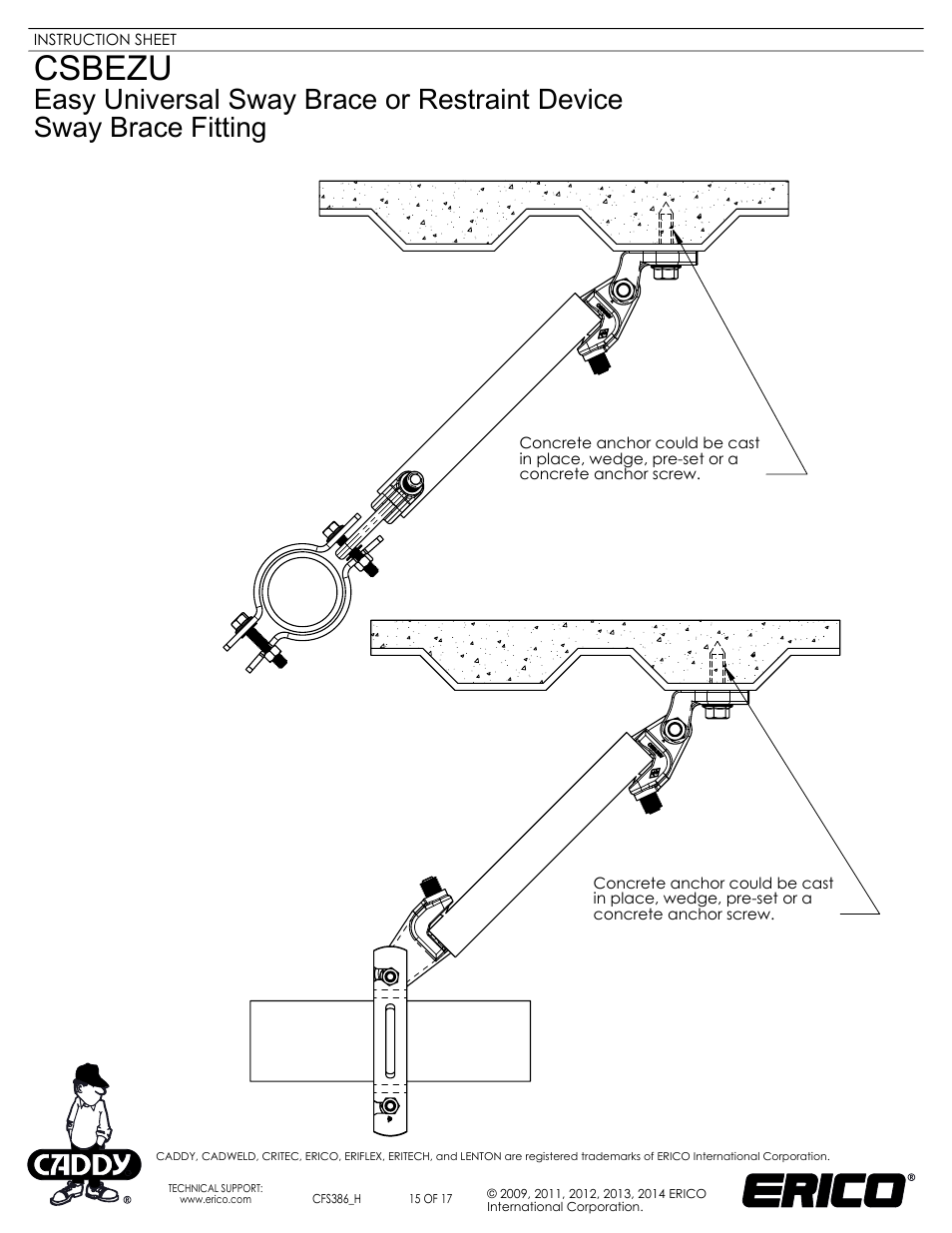 Sheet15, Drawing view85, Drawing view87 | Csbezu | ERICO CSBEZU - Sway Brace Fitting, Easy Universal Sway Brace User Manual | Page 15 / 17