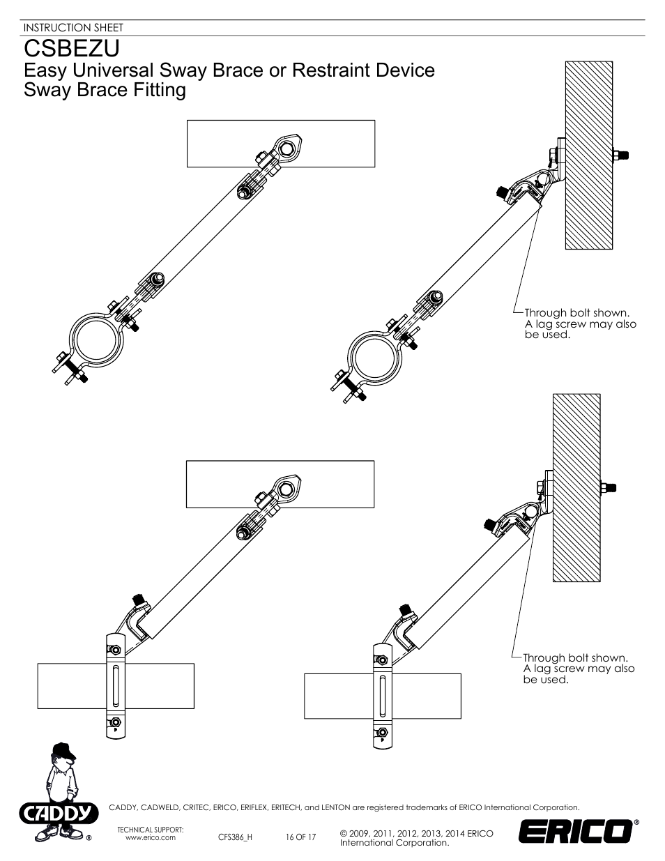 Sheet16, Drawing view91, Drawing view94 | Drawing view97, Drawing view100, Csbezu | ERICO CSBEZU - Sway Brace Fitting, Easy Universal Sway Brace User Manual | Page 16 / 17
