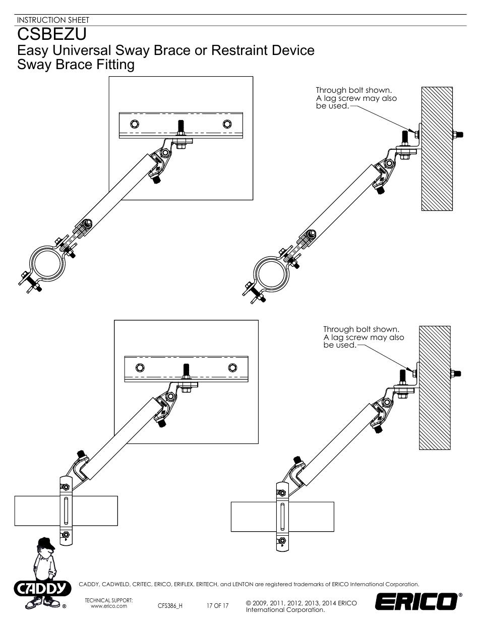 Sheet17, Drawing view104, Drawing view109 | Drawing view113, Drawing view118, Csbezu | ERICO CSBEZU - Sway Brace Fitting, Easy Universal Sway Brace User Manual | Page 17 / 17